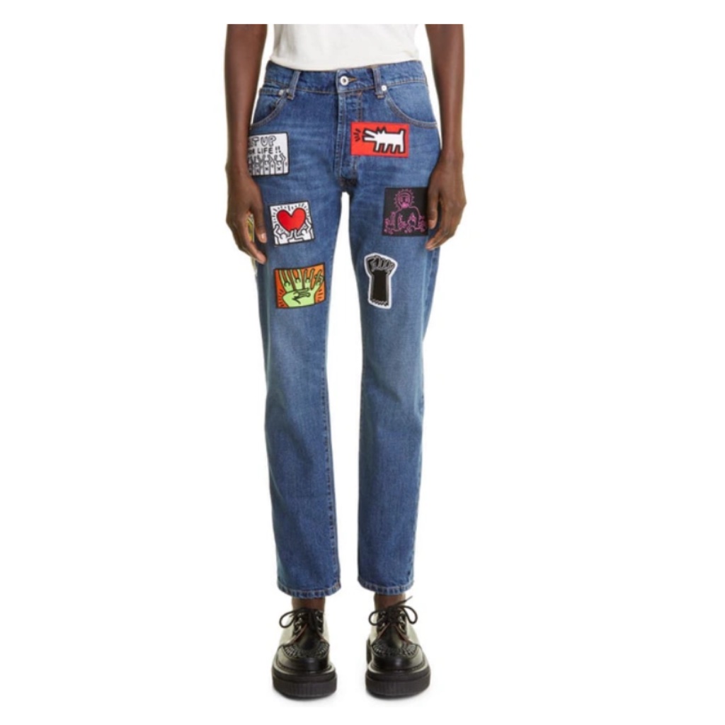 Hfd X Keith Haring Unisex Patch Embellished Slim Jeans